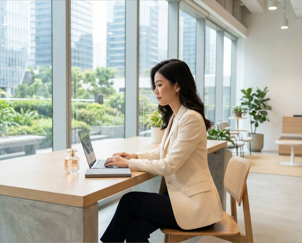Elegant office perfume for women in Singapore professional setting